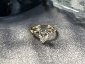 Anillo Solitario de Diamante Cultivado en Laboratorio, Corte Pera, Chapado en Oro, Joyería de Lujo para Compromiso, Boda, Aniversario o Fiesta - Product Image 2