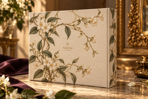 Caja de Embalaje Personalizada para Perfumes, Estilo Libro con Bisagras, Color Marfil - Product Image 5