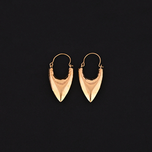 V Shape Pointy Gold Plated Brass <b>Hoop</b> <b>Earrings</b> Trendy Women's 50x25MM Size - Product Image 2