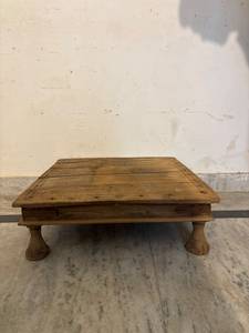 Table de lit traditionnelle indienne du Rajasthan en bois massif, faite à la main, écologique, durable, portable, chaise décorative pour enfants, usage domestique - Product Image 5