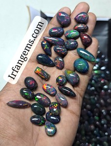 Opale noire éthiopienne 100% naturelle de haute qualité, cabochon, prix de gros, lot, fabrication artisanale de bijoux en opale noire éthiopienne - Product Image 3