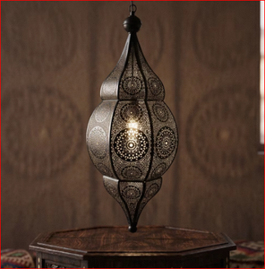 Lanterne marocaine porte-bougie en métal découpé, lampe suspendue décorative, pot lumineux pour la maison, les mariages et les restaurants - Product Image 5