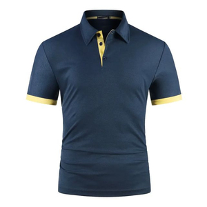 Polo décontracté d'été pour homme, manches courtes, col rabattu, coupe ajustée, couleur unie, polos pour homme, polos grandes tailles - Product Image 1