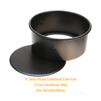 Moule à gâteau rond en alliage d'aluminium anodisé dur de qualité alimentaire ATLAS STAR, 6 pouces, fond amovible, résistant au four, noir