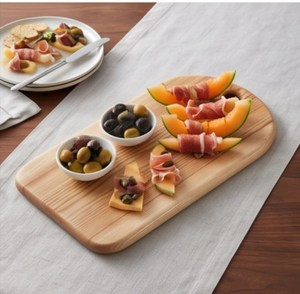 Planche à découper rectangulaire incurvée en bois de qualité supérieure avec trou de suspension pour la préparation des aliments en cuisine - Product Image 2