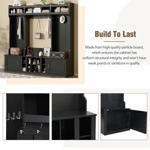 On-Trend 4-IN-1 Multi-funzionale ingresso mobili ampio Design Hall albero portaoggetti appendiabiti scarpe - Product Image 6