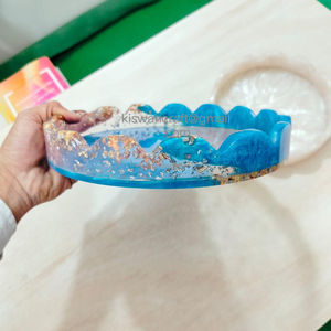 Bandeja de servicio de resina azul/Marfil de último estilo de diseño creativo bandeja de decoración desechable para el hogar y el Hotel para alimentos y frutas - Product Image 1