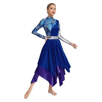 Costume de danse de louange liturgique pour femmes robe et pantalon à jambes larges métalliques vêtements de danse pour les classes danse de salon professionnel