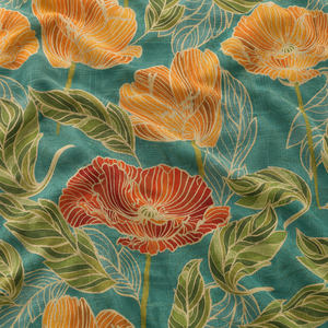 Tissu Mousseline Bio Premium Rose Rouge Grenadier Imprimé Numérique Motif Fleur de Rose Vintage Écologique Léger - Product Image 5