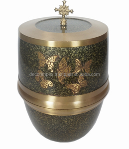 โกศโลหะสำหรับเผาขี้เถ้าของมนุษย์หรือสัตว์เลี้ยงขี้เถ้าโกศตกแต่งด้วยหินสีเขียว - Product Image 1