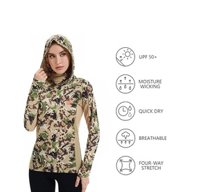 Sweat à capuche de chasse camouflage UPF 50+ pour femme avec cache-cou intégré, respirant, haute performance, manches longues, pour la pêche FS03W - Product Image 4