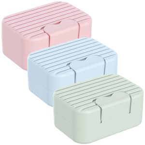 Soap Cage 3 Pack Portable <b>Bar</b> Soap Holder Plastic Soaps Dish with Lid Cover Travel Soap Container Leakproof Latest New Design - Product Image 3