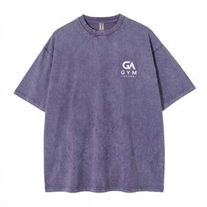 T-shirt décontracté à manches courtes GYM ACTIVE, coupe ample, couleur unie, effet délavé, 100 % coton jersey, séchage rapide, respirant, pour l'été - Product Image 3