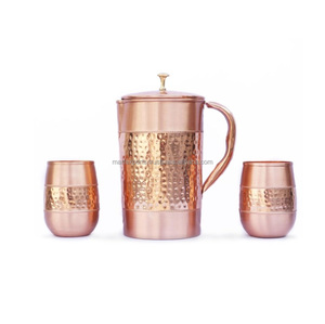 Carafe à eau en cuivre de grande capacité au design classique pour une vie durable et un service raffiné - Product Image 4