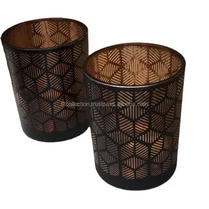 Wholesale Mercury Glass Candle Holders For Weddings Decoration black finish