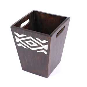 Skies Trader Matte Black Metal Trash Can Round Cylinder Metal Waste <b>Bin</b> Removable <b>Lid</b> Base Wastebasket Office Hotel Garbage <b>Bin</b> - Product Image 3