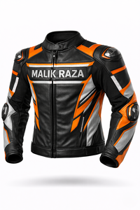 Chaqueta de Motociclista de Cuero Personalizada Multicolor con Logotipos Bordados en 3D - Product Image 2