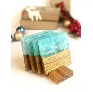 Handmade olive wood coaster Epoxy resin coaster Coffee tea coaster <b>Bar</b> kitchen coaster Home apartment Round Wooden Coasters Set - Product Image 1