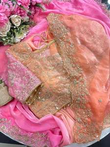 ผ้าเฟนดี้ ซาร์ติน เนื้อผ้านุ่มหรูหรา ดูมีระดับ พร้อมงานปักสวยงาม ประดับด้วยเลื่อมขนาด 3 มม.  ขอบผ้าตกแต่งอย่างหนักแน่นด้วยลายบุตติส - Product Image 4