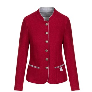 เสื้อเชิ้ตแขนยาวทรงเข้ารูป สีพื้น ผ้าขนสัตว์สีแดง ปกจีน ปักลาย ซับในผ้าไหม ติดกระดุมแถวเดียว สไตล์ลำลองสำหรับฤดูหนาว - Product Image 4