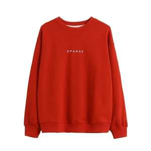 Sweat-shirt à col rond, coupe ample, tricoté, pull décontracté pour l'automne, imprimé lettres sur le devant, unisexe - Product Image 1
