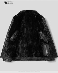 Chaqueta de Cuero Negra para Hombre con Cuello de Piel, Manga Larga, Resistente al Viento, Ropa de Invierno, Chaquetas de Cuero para Motocicleta - Product Image 2