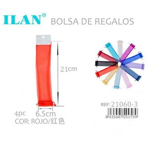 Sacchetti regalo in organza Ilan 21 cm x 6,5 cm rossi 4 pezzi per decorazioni per feste di matrimonio - Product Image 3