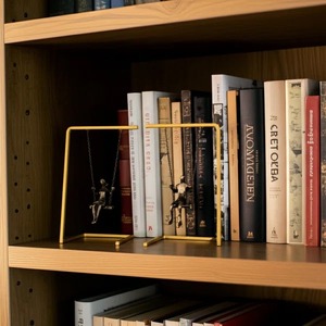 Minimalist Stone <b>Bookends</b> 2Pcs Natural Marble Rectangle Shape With Curve Design Traditional <b>Bookends</b> - Product Image 4