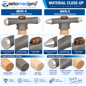 Marteaux à embosser grands et petits ZM-J-455-456, outils de gravure en bois et en acier de 10 pouces pour la fabrication de bijoux DIY ZETOMEDPRO - Product Image 3
