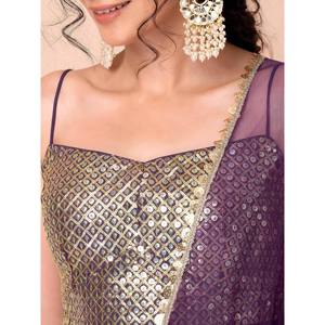 Charming Purple Georgette Party Wear Lehenga with <b>Sequins</b> Choli for Wedding - Product Image 3