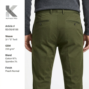 Pantalones Chinos Elásticos para Hombre, Algodón y Spandex, 230GSM, Sarga 3/1, Corte Ajustado, Fabricante y Proveedor OEM ODM - Product Image 3