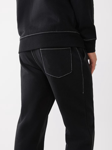 Pantalones Deportivos Negros de Algodón para Hombre, Cintura Elástica, Bolsillos Laterales, Joggers Casuales, Tejido de Punto Medio, Ropa de Otoño - Product Image 5