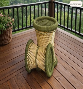 Handmade Bamboo <b>Stool</b> Ottoman Tropical Modern Design Indoor Outdoor Living Room Furniture Apartment Use Bone Inlay Console Mudha - Product Image 2