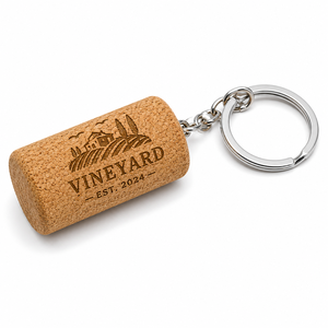 Llavero de Corcho de Vino Personalizado con Logotipo Grabado con Láser, Anillo de Corcho Natural, Recuerdo de Bodega, Recuerdo de Boda, Regalo para Amantes del Vino, Venta al por Mayor - Product Image 1
