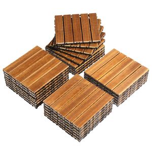 27pcs Wood Interlocking Deck Tiles 11.8"x11.8" Waterproof Indoor Outdoor Flooring Patio Wood Decking for Patio Use - Product Image 2