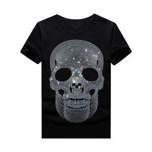 เสื้อยืดผ้าฝ้ายผ้าฝ้ายโอเวอร์ไซส์สำหรับผู้ชายเสื้อเปลี่ยนถ่ายพลอยเทียมตามสั่งผู้ผลิตเสื้อผ้าแฟชั่นโอเวอร์ไซส์ - Product Image 2