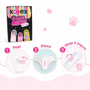 Serviettes hygiéniques Kotex Mini Meow Super Soft 24 cm |   Produits d'hygiène féminine haut de gamme - Product Image 4
