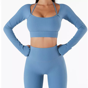 Custom Women Active Wear <b>Set</b> Sports Bra Gym Fitness Yoga <b>Set</b> Gym Clothes Leggings for Women 2025 Boxy Fit - Product Image 4