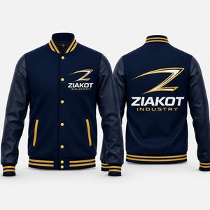 Veste de baseball pour homme ZIAKOT, bleu marine, bleu clair, motif lettre Z, col rabattu décontracté, coupe classique, vêtement d'automne - Product Image 6