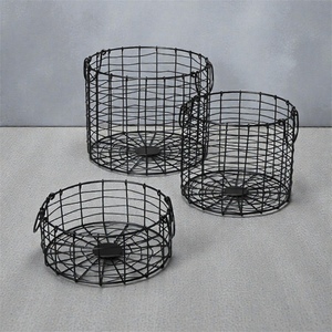 Modern Metal <b>Wire</b> <b>Storage</b> <b>Baskets</b> With Handles Circle Shape Multi Purpose Neatening Organizers - Product Image 2