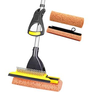 Serpillère à double tête en éponge pour usage domestique et commercial, nettoyage des sols en carrelage dans la salle de bain et le garage, manche télescopique, raclette - Product Image 1