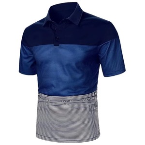 Polo de Punto para Hombre, Manga Corta, Bloques de Color, Transpirable, Ropa Casual, Diseño de Rayas Negras y Beige, Personalizable, Venta al por Mayor, OEM - Product Image 2