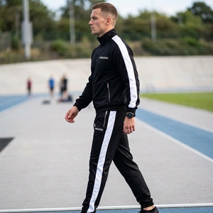 Ensemble de survêtement noir et blanc pour homme, veste athlétique à fermeture éclair intégrale, pantalon de jogging, vêtements de sport, entraînement, gym, course à pied, logo personnalisé - Product Image 5