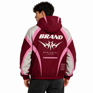 Trendy Style Custom Contrast Panel Hooded Windbreaker Jackets Lightweight Streetwear jacket for men OEM Private <b>Label</b> Supplier - Product Image 2