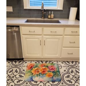 Alfombra de baño de espuma viscoelástica de acuarela de crisantemos, Alfombra de cocina antifatiga lavable a máquina, cojín cómodo para uso en cocina de baño - Product Image 2