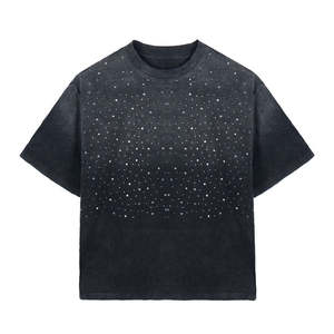T-shirt Homme Oversize Streetwear à Coupe Boxy, Grammage Lourd, Effet Délavé à l'Acide et Strass - Product Image 2