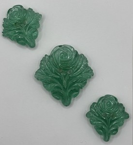 Elegante Juego de Piedras Preciosas de Esmeralda Verde Creada en Laboratorio con Tallado de Hoja de Rosa para la Elaboración de Joyas - Product Image 2