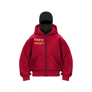 Sweat à capuche vintage pour homme, noir, surdimensionné, double couche, 100% coton, de haute qualité, avec fermeture éclair, logo personnalisé, 600 g/m², style streetwear - Product Image 4