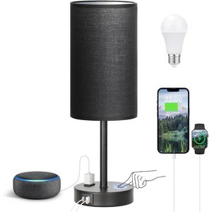 Lampada da Comodino Nera Dimmerabile a 3 Modalità con Ricarica USB A+C, 17,4 Pollici, Include Presa AC - Product Image 1