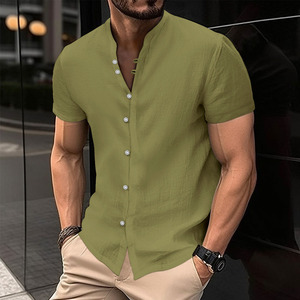 2023 New <b>Men's</b> Spring Summer Casual Blouse Cotton <b>Linen</b> <b>Shirt</b> Loose <b>Short</b> <b>Sleeve</b> Tee <b>Shirt</b> Single-Breasted Cardigan <b>Men's</b> <b>Shirts</b> - Product Image 1